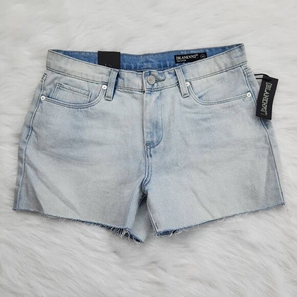 Blank NYC Women’s Light Blue The Fulton Roll Up Cotton Denim Shorts Size 28 - Picture 1 of 7
